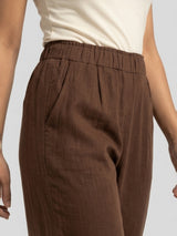 Women Trouser Straight Fit Brown High Rise