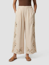 Women Trouser Straight Fit Beige Mid Rise