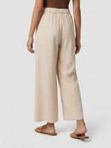 Women Trouser Straight Fit Beige Mid Rise