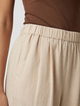 Women Trouser Straight Fit Beige Mid Rise