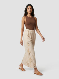 Women Trouser Straight Fit Beige Mid Rise