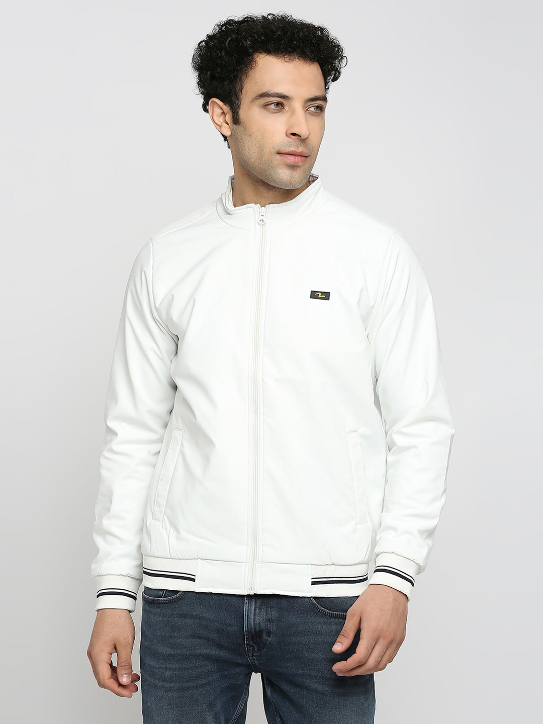 Spykar White Polyester Full Sleeve Casual Jacket For Men