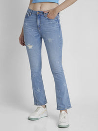 Women Jeans Bootcut Fit Light Blue High Rise