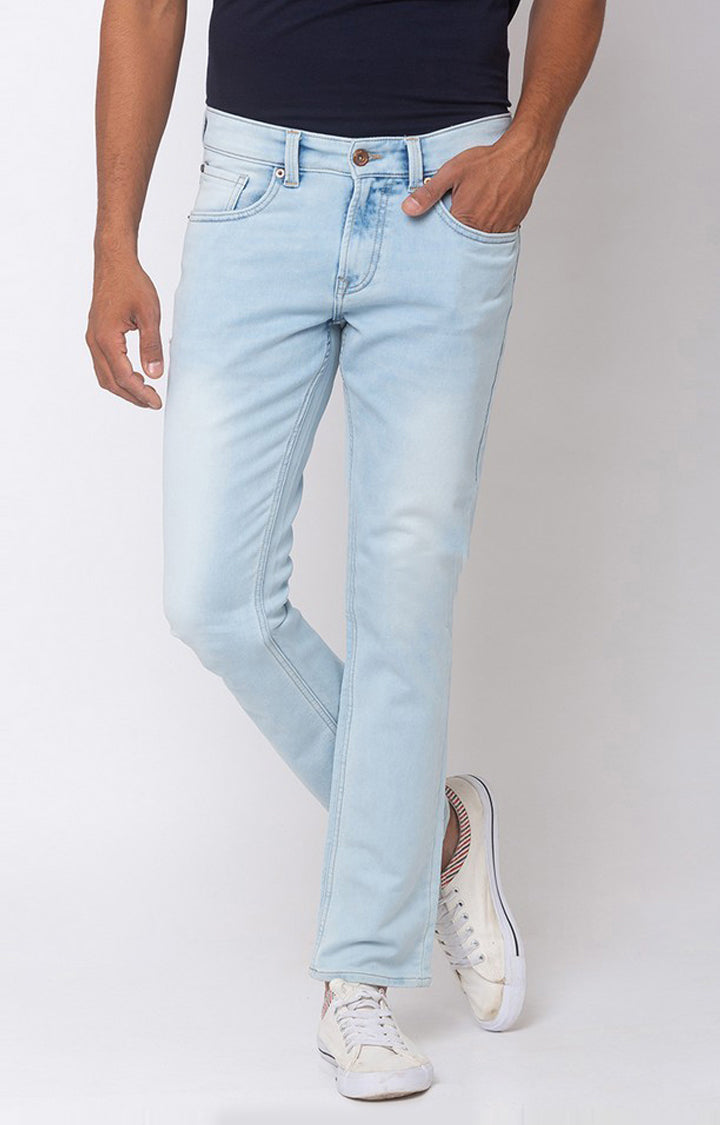 Spykar Light Blue Cotton Stretch Slim Fit Narrow Length Jeans (Skinny)