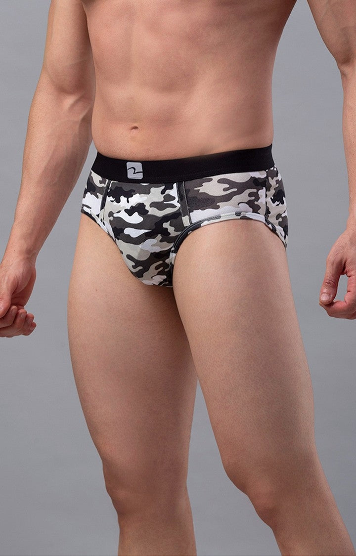 Underjeans by Spykar Men Pack of 2 Grey & Green Camouflage Print Briefs