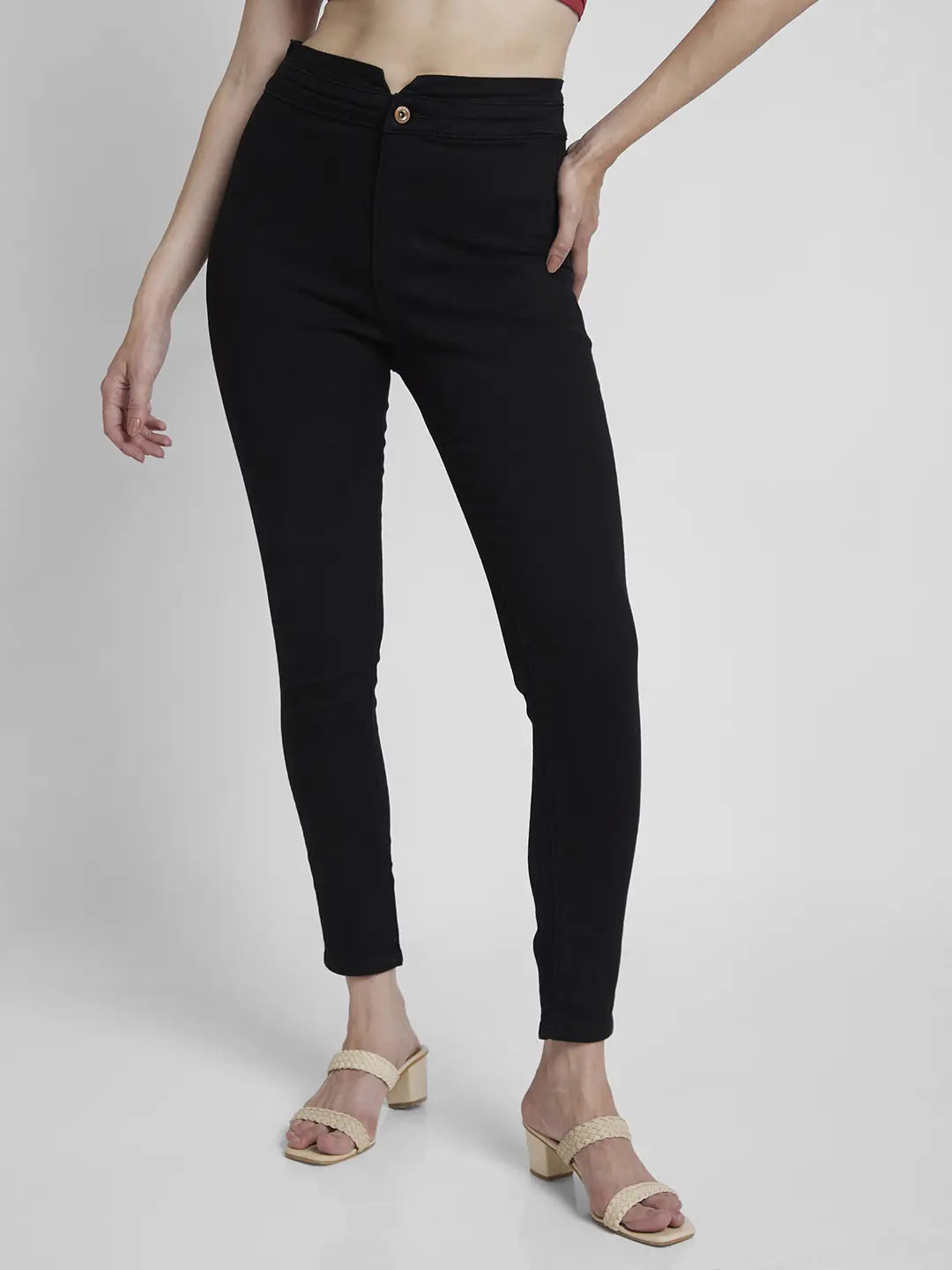 Women Jeans Super Skinny Fit Black Ankle Length