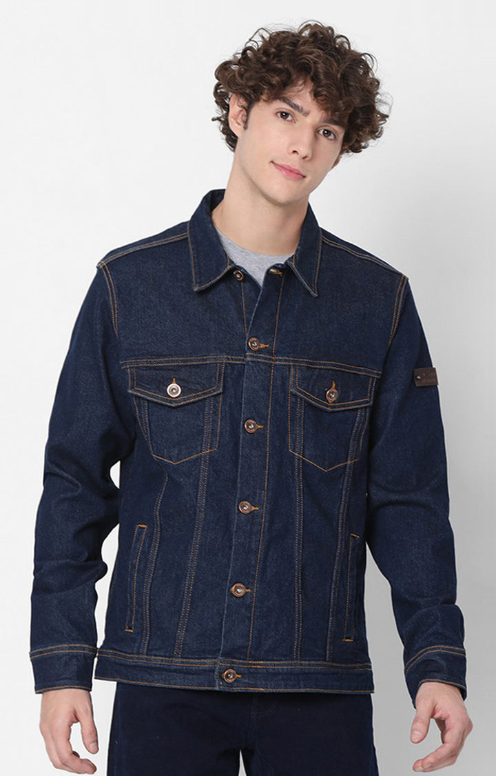 Buy Spykar Navy Blue Full Sleeve Denim Jacket For Men Online