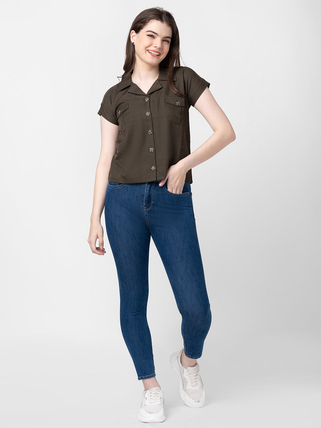 Women Mid Blue Cotton Super Skinny Ankle Length Jeans (Alexa)