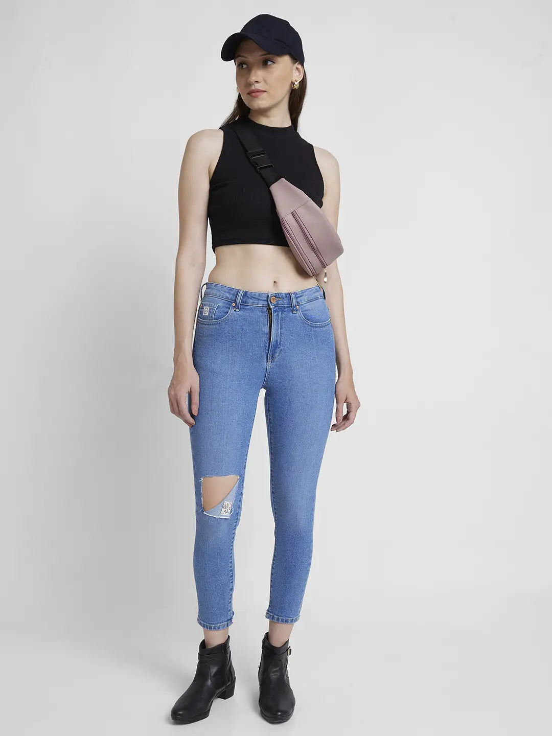 Women Amora Jeans Mom Fit Light Blue Mid Rise