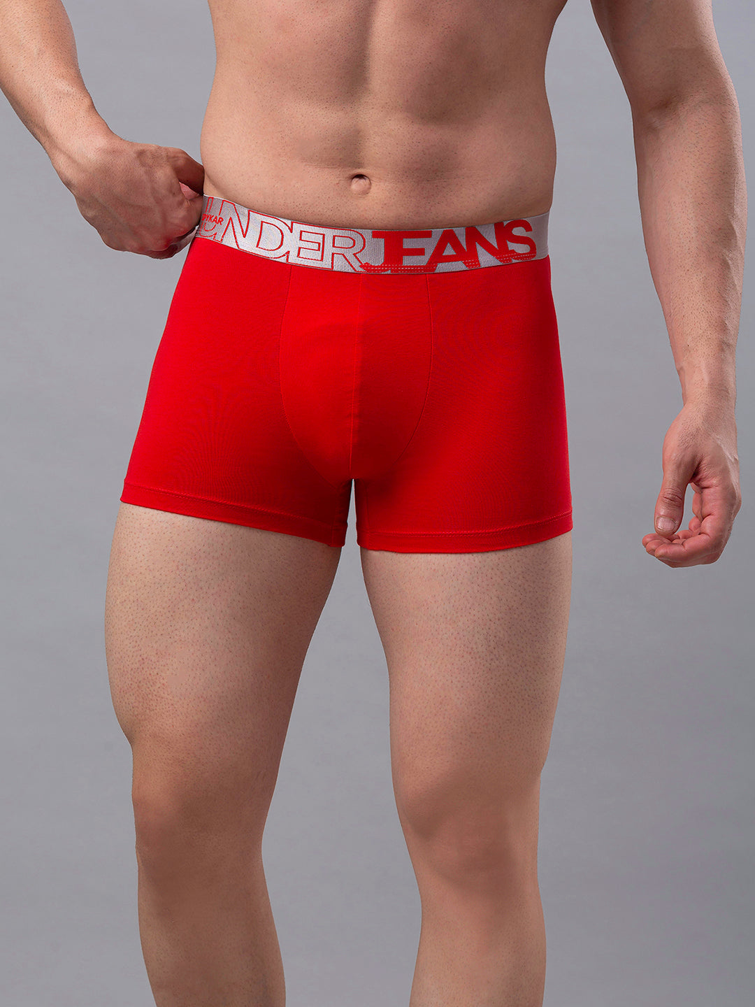 Underjeans By Spykar Men Premium Red Cotton Blend Trunk