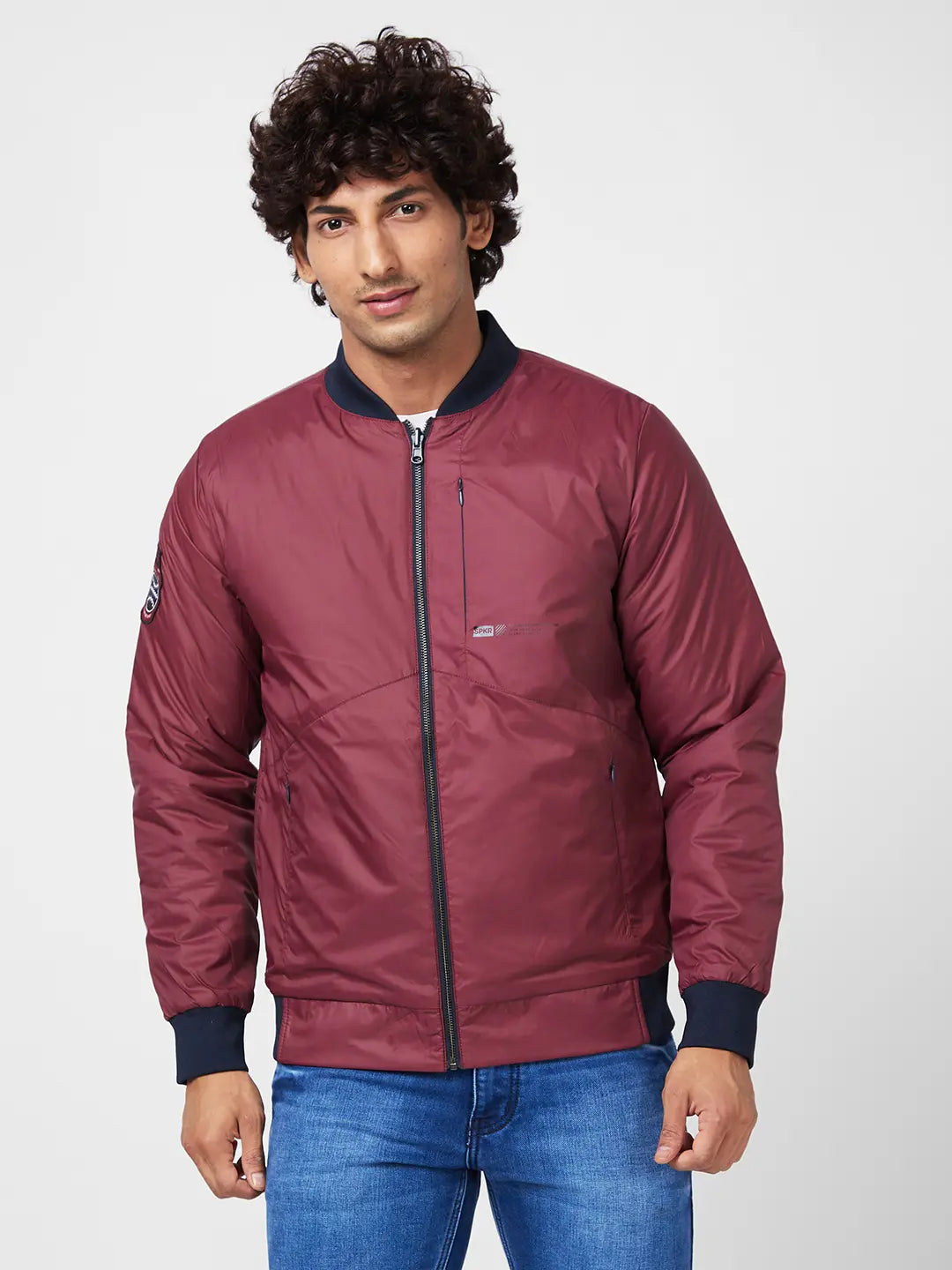 Mens Puffer Reversible Jacket With Contrast Slip Patch On Reverse Side