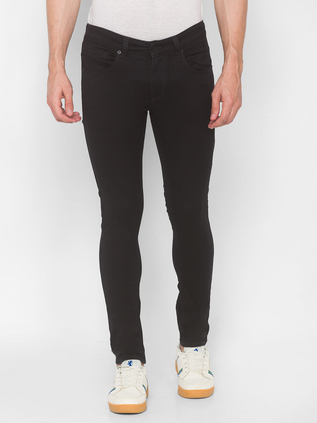 Spykar Men Black Solid Skinny Low-Rise Jeans (Supper Skinny)