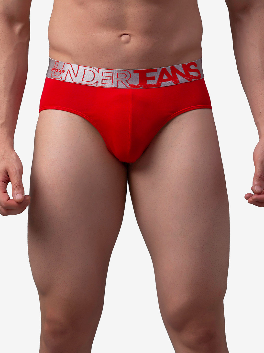 Underjeans By Spykar Men Premium Cotton Blend Red Brief