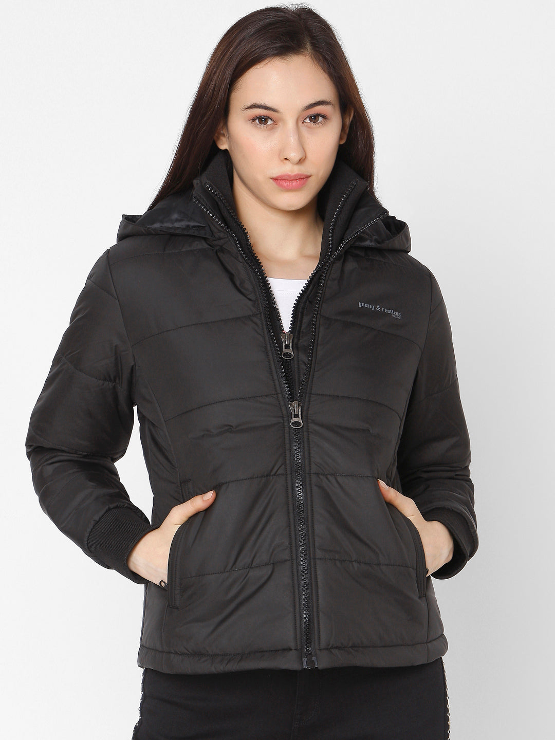 Spykar Black Polyester Women Casual Jacket