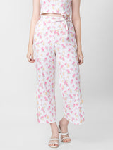 Spykar Women Off-White Cotton Regular Fit Floral Print Trackpant