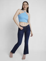 Women Elissa Jeans Boot Cut Fit Dark Blue Low Rise