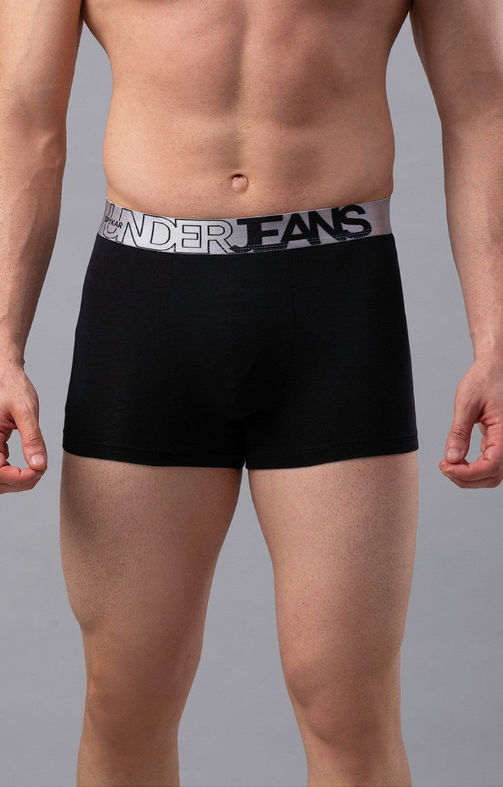 Underjeans By Spykar Men Black Solid Trunks