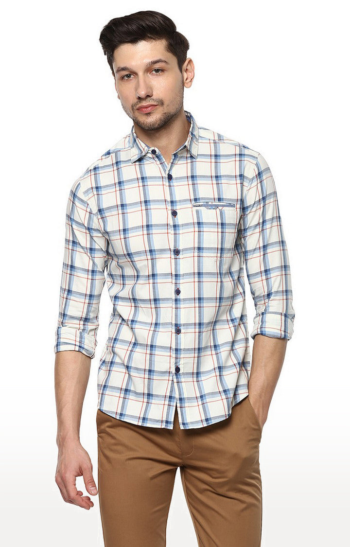 Spykar Men'S Beige Cotton Checked Casual Shirts