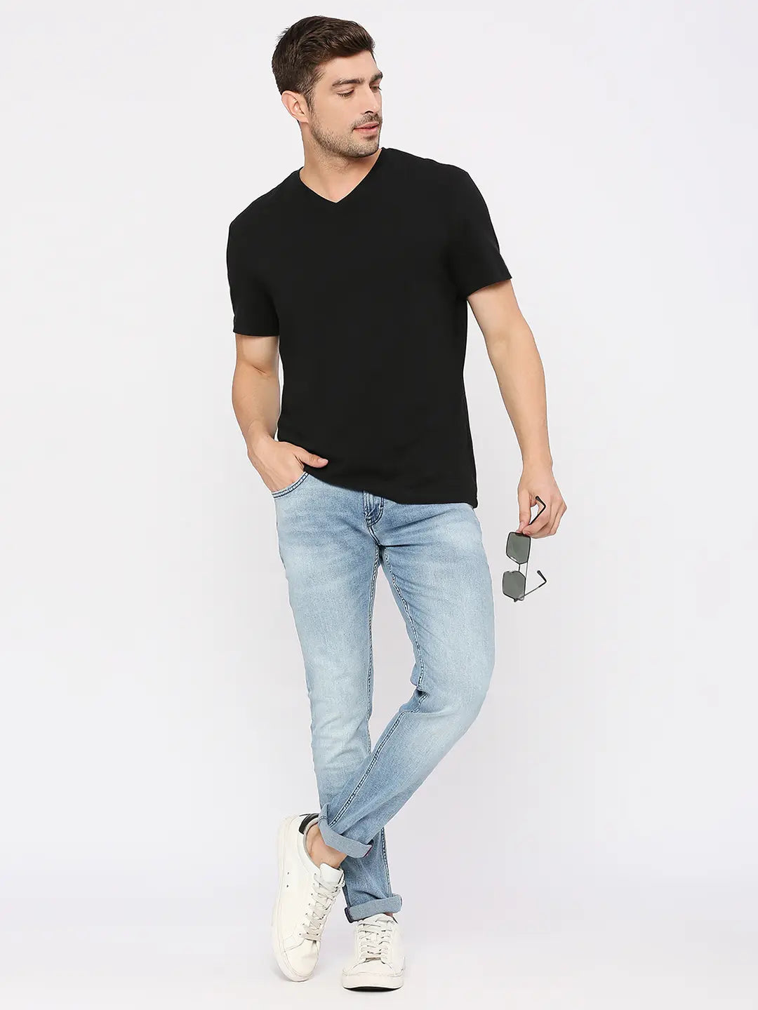 Buy Spykar Men Light Blue Cotton Regular Fit Narrow Length Clean Look Mid Rise Limited Edition Jeans Rover Online