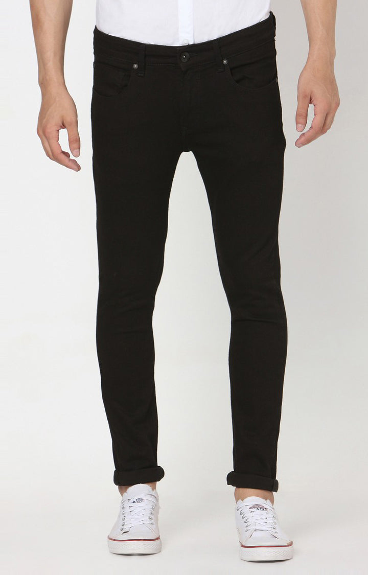 Spykar Black Cotton Super Skinny Fit Tapered Length Jeans (Super Skinny)