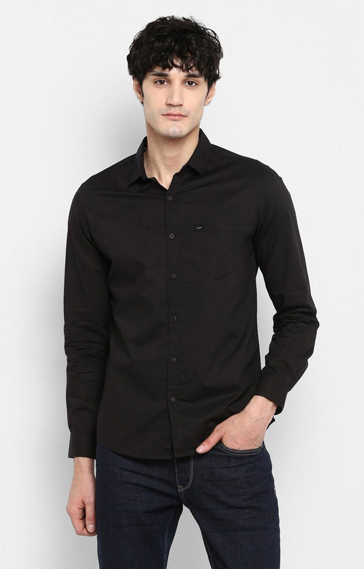 Spykar Men'S Black Cotton Solid Casual Shirts