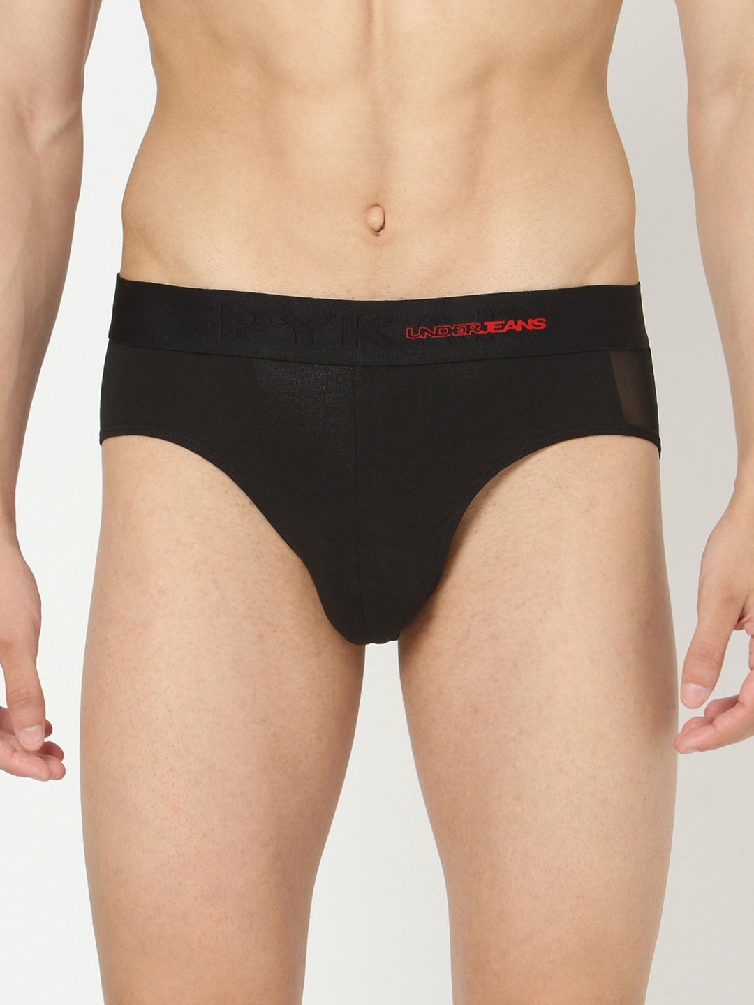 Underjeans By Spykar Black Solid Briefs For Men