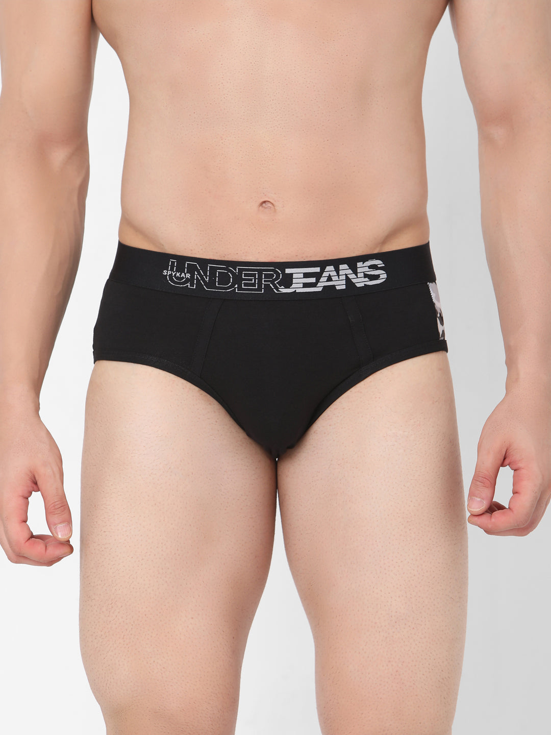 Underjeans By Spykar Men Premium Cotton Blend Black Brief