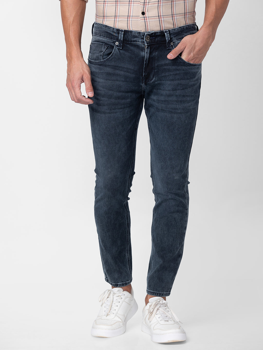 Spykar Men Dark Blue Cotton Slim Fit Tapered Length Jeans (Kano)