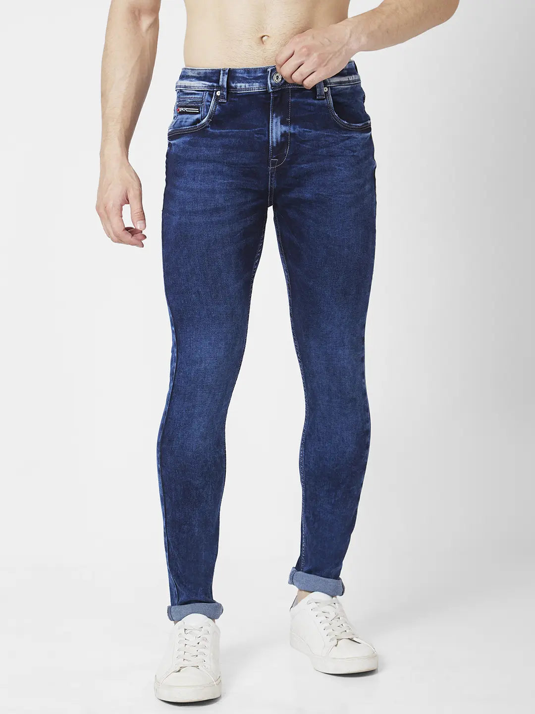 Dark Denim Jeans Outfit Men's Shop Spykar Men Dark Blue