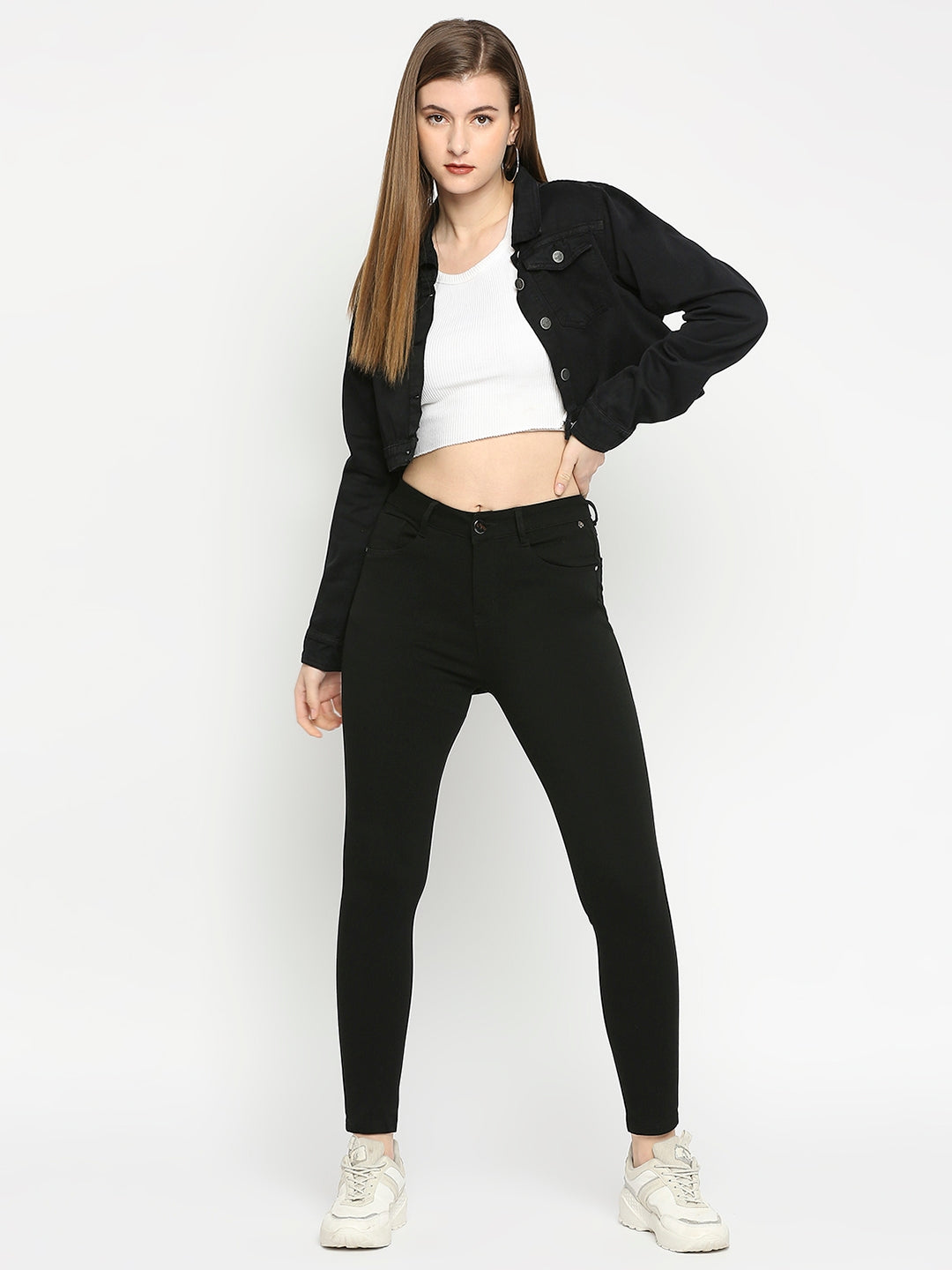 Spykar Women Black Blended Ankle Length Trackpant