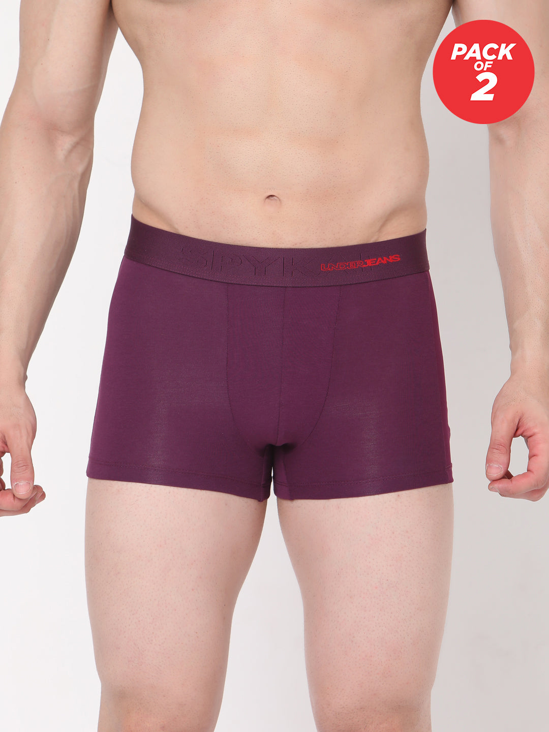 Men Premium Cotton Blend Purple Trunk - (Pack Of 2)- Underjeans By Spykar