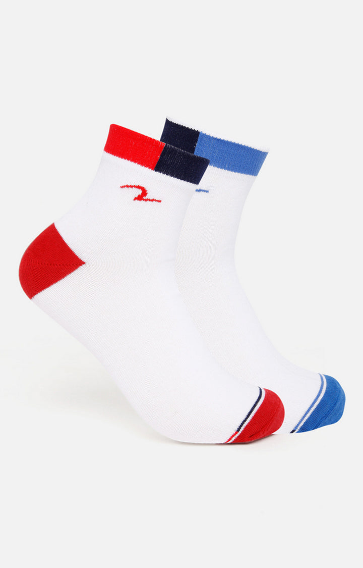 Spykar Red and Blue Cotton Peds Socks - Pack Of 2