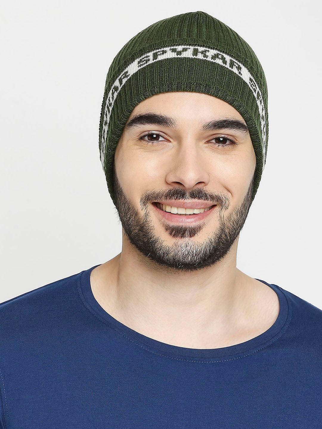 Spykar Olive Cotton Beanie Cap