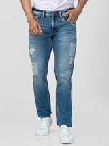 Spykar Men Mid Blue Cotton Regular Fit Narrow Length Jeans (Rover)