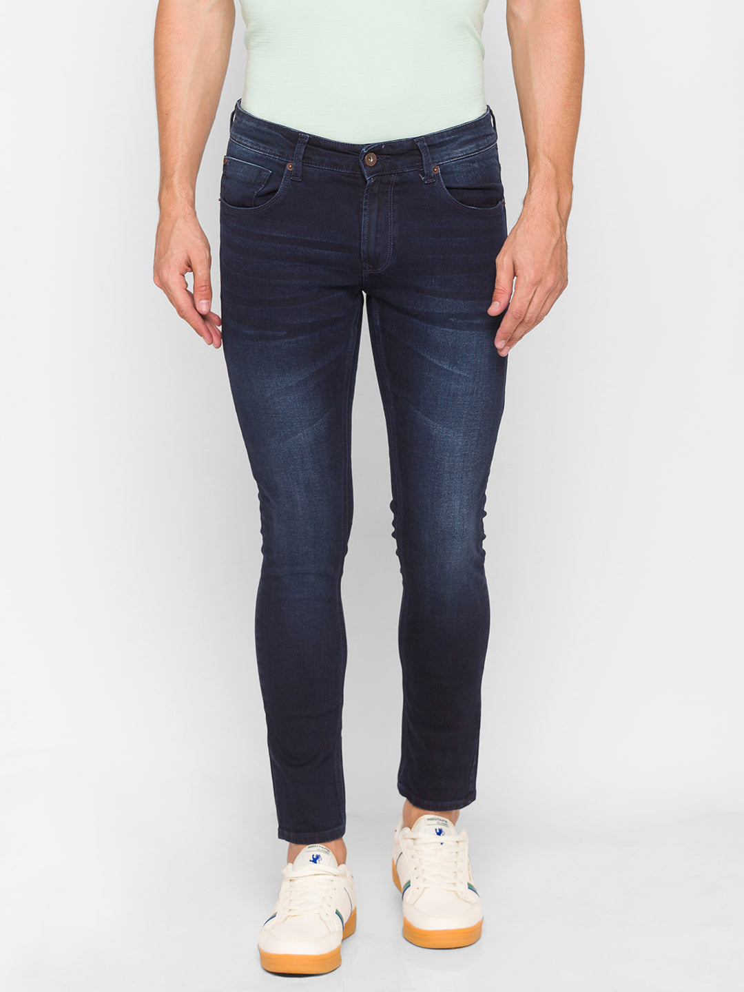 Spykar Blue Cotton Men Jeans (Super Skinny)