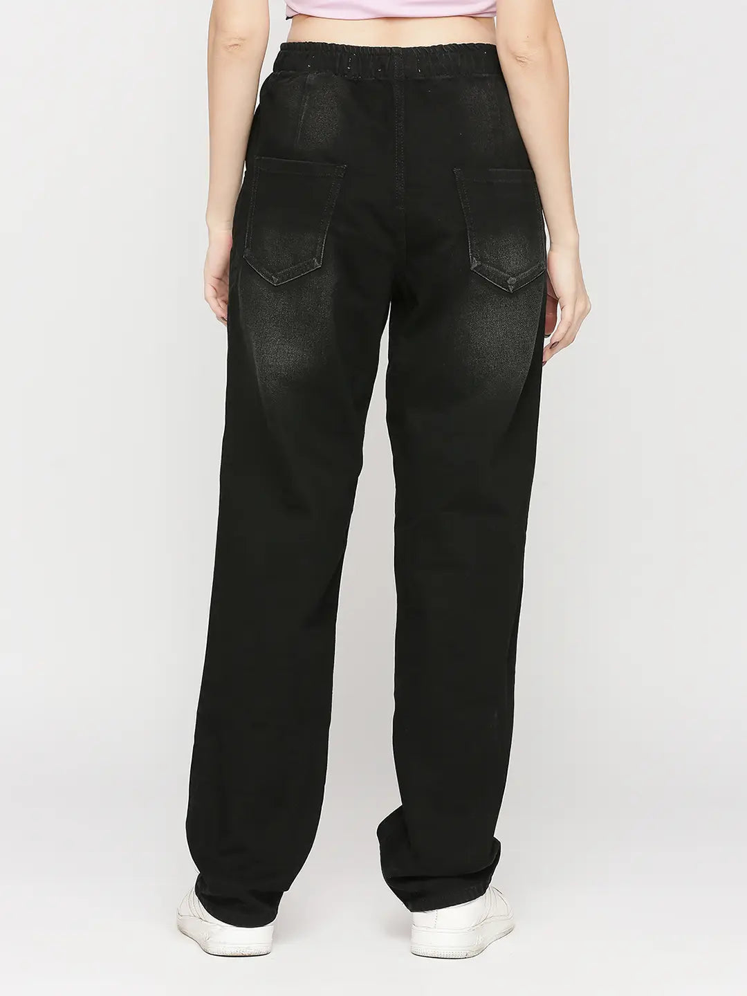 Women Bella Jeans Straight Fit Black High Rise