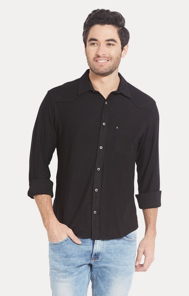 Spykar Men'S Black Cotton Solid Casual Shirts