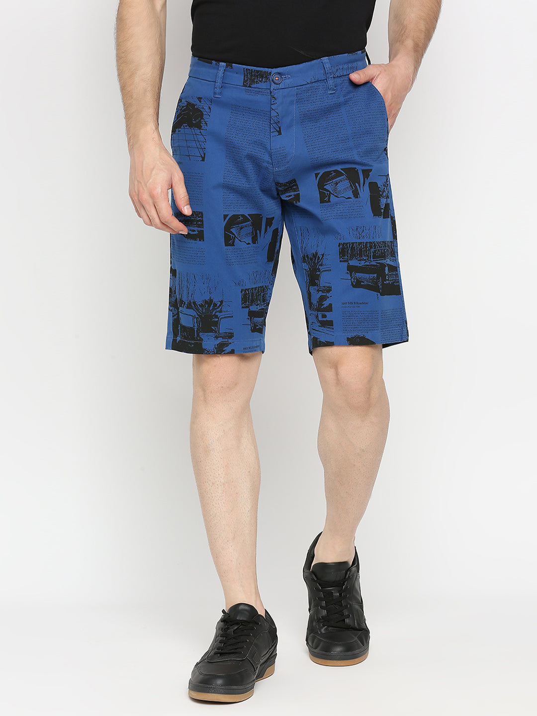 Spykar Men Indigo Blue Cotton Slim Fit Shorts