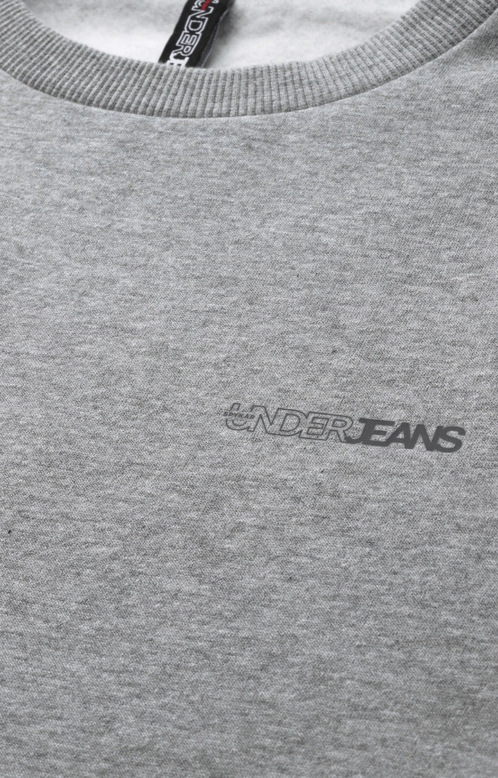 Underjeans by Spykar Men Grey Melange Solid Sweatshirt