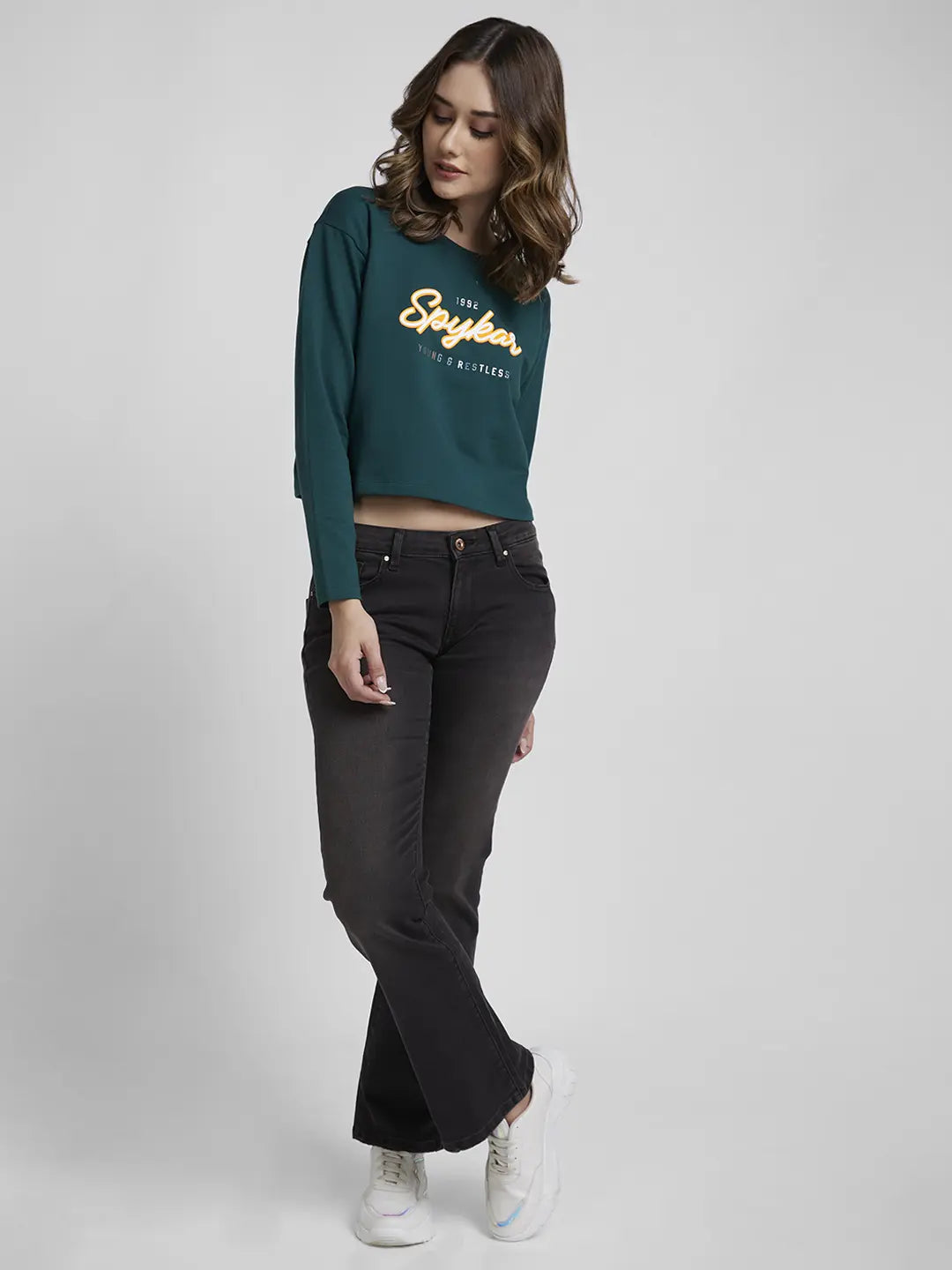 Women Black Lycra Bootcut Fit Ankle Length Low Distressed Jeans -(Elissa-Low)