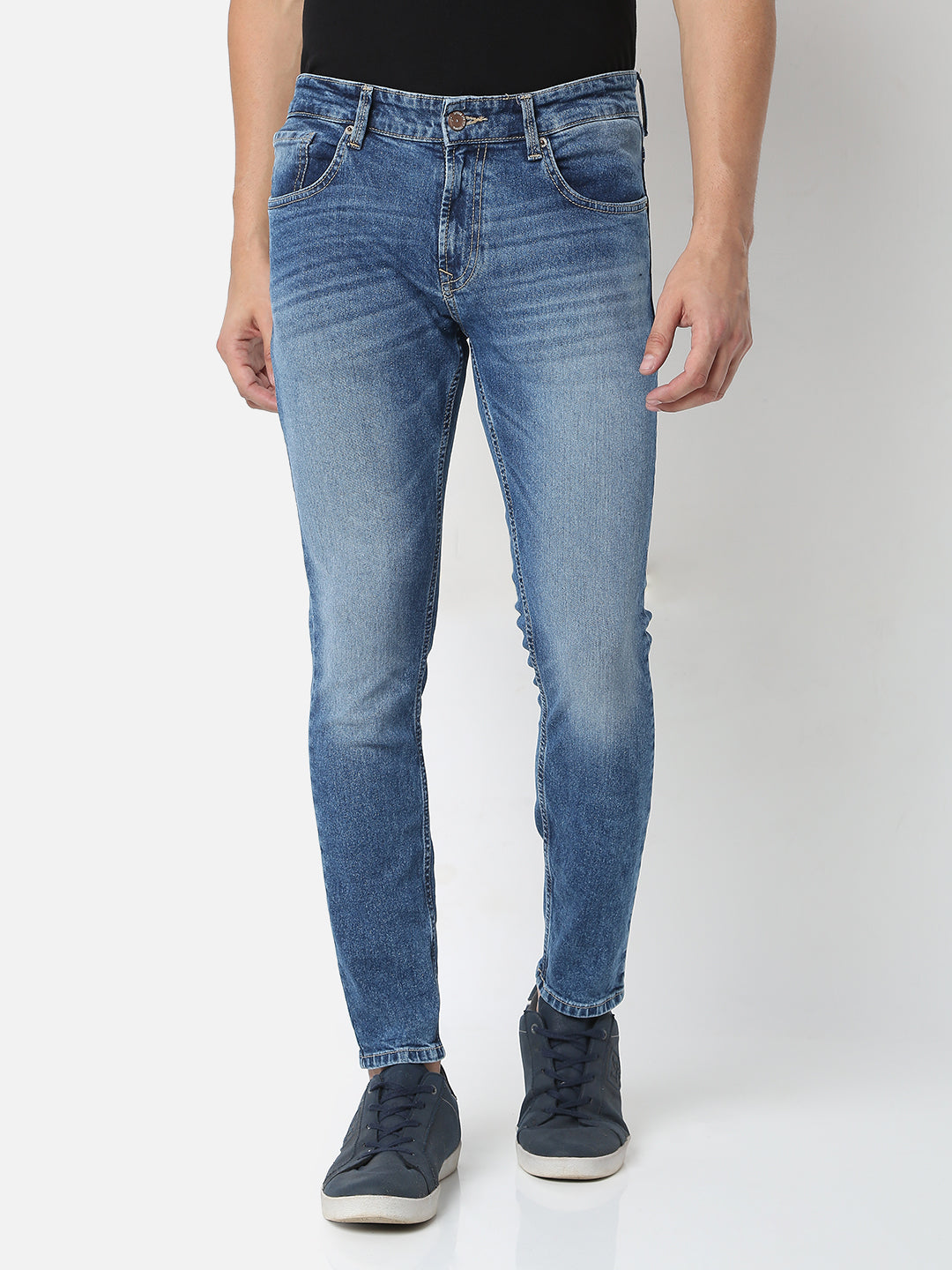 Spykar Men Blue Cotton Slim Fit Tapered Length Jeans (Kano)