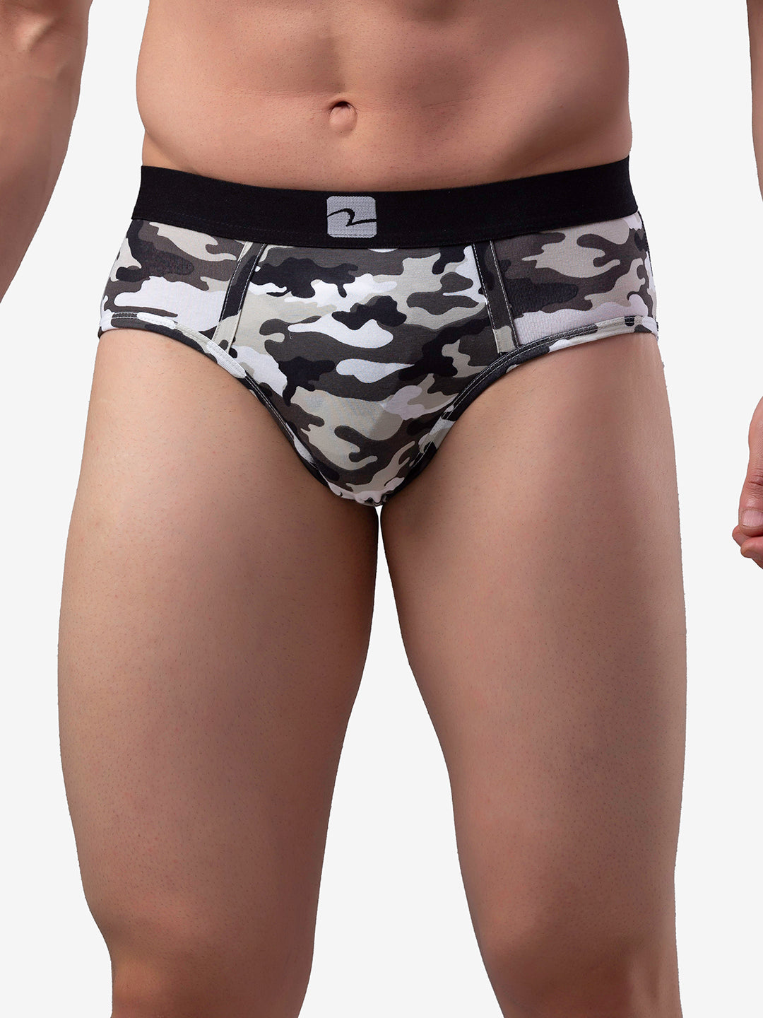 Men Premium Cotton Blend Camo 1 Brief- Underjeans By Spykar