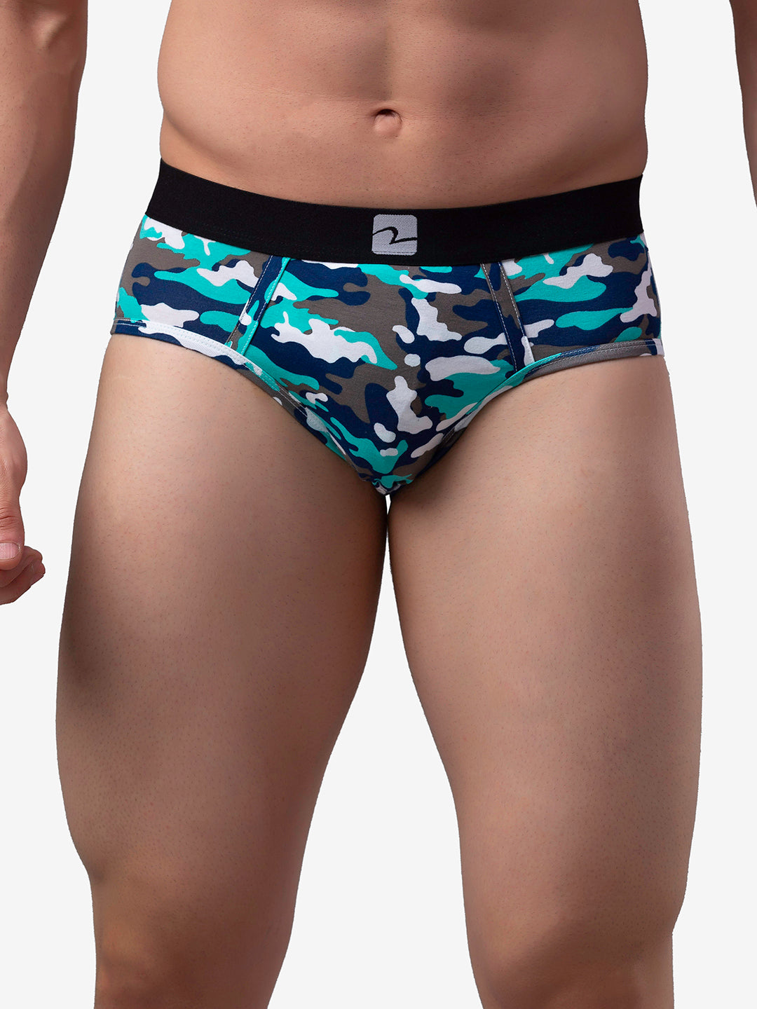 Men Premium Cotton Blend Camo 2 Brief- Underjeans By Spykar