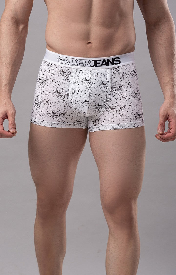 Underjeans By Spykar Men White Printed Trunks