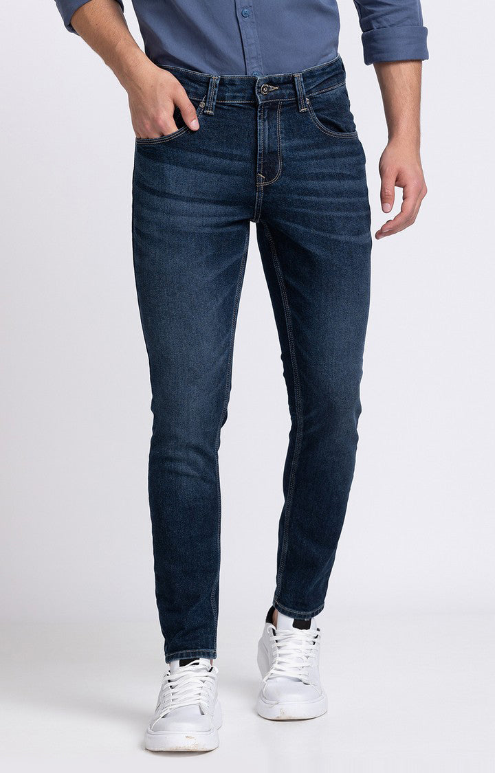 Spykar Men Mid Blue Cotton Slim Fit Tapered Length Jeans (Kano)