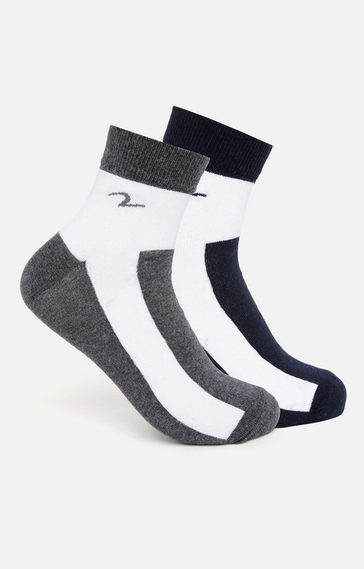 Spykar Grey & Navy Solid Ankle Length Socks