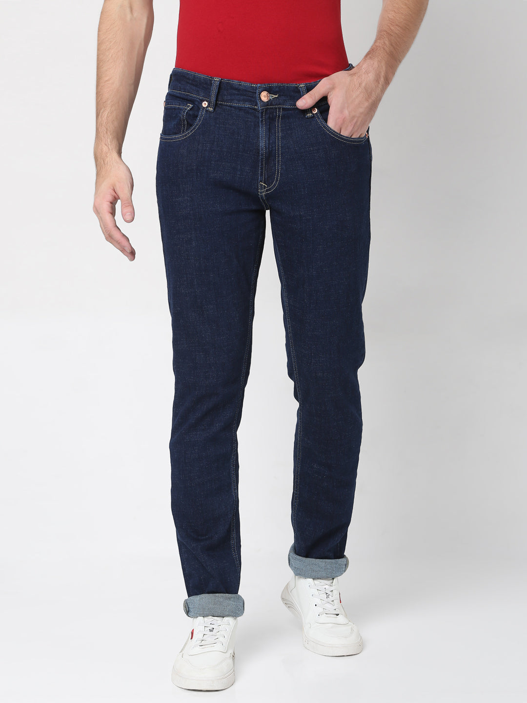 Spykar Men Blue Cotton Comfort Fit Straight Fit Jeans (Ricardo)