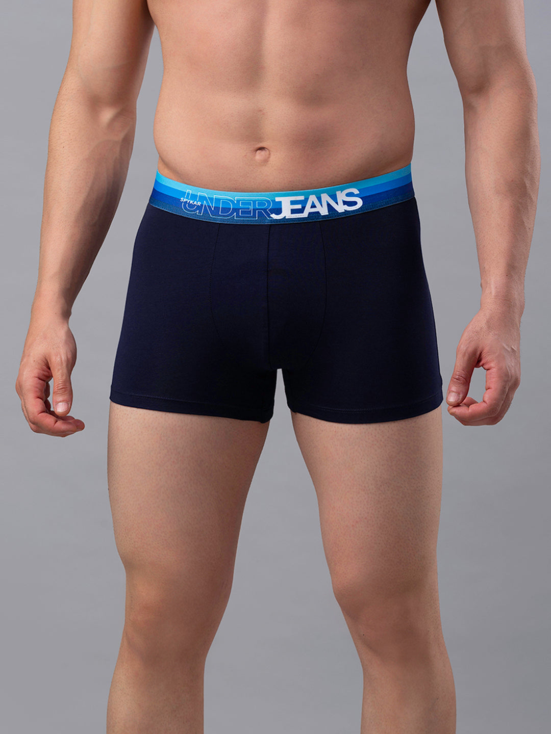 Men Premium Navy-Blue Cotton Blend Trunk- Underjeans By Spykar