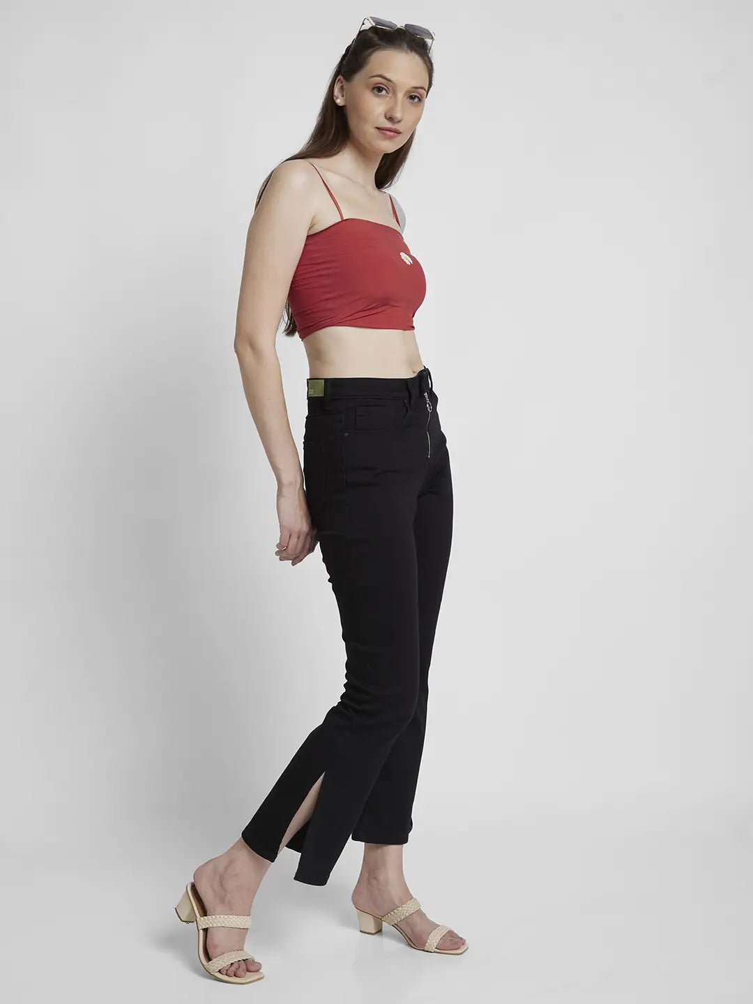 Women Elissa Jeans Boot Cut Fit Black High Rise