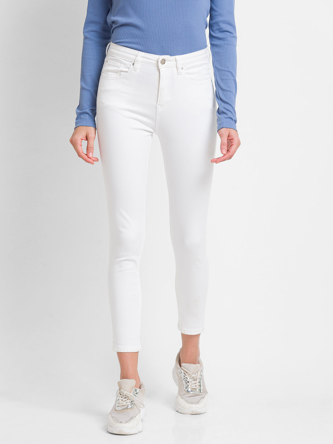 Buy White Ankle Length Jeans For Women Online Spykar